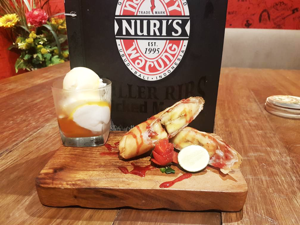 Naughty Nuri's Warung Bananas and bacon go well together.